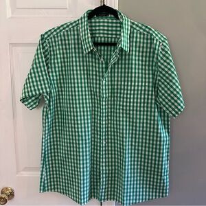 Vibrant Green Gingham Casual Button Down Shirt